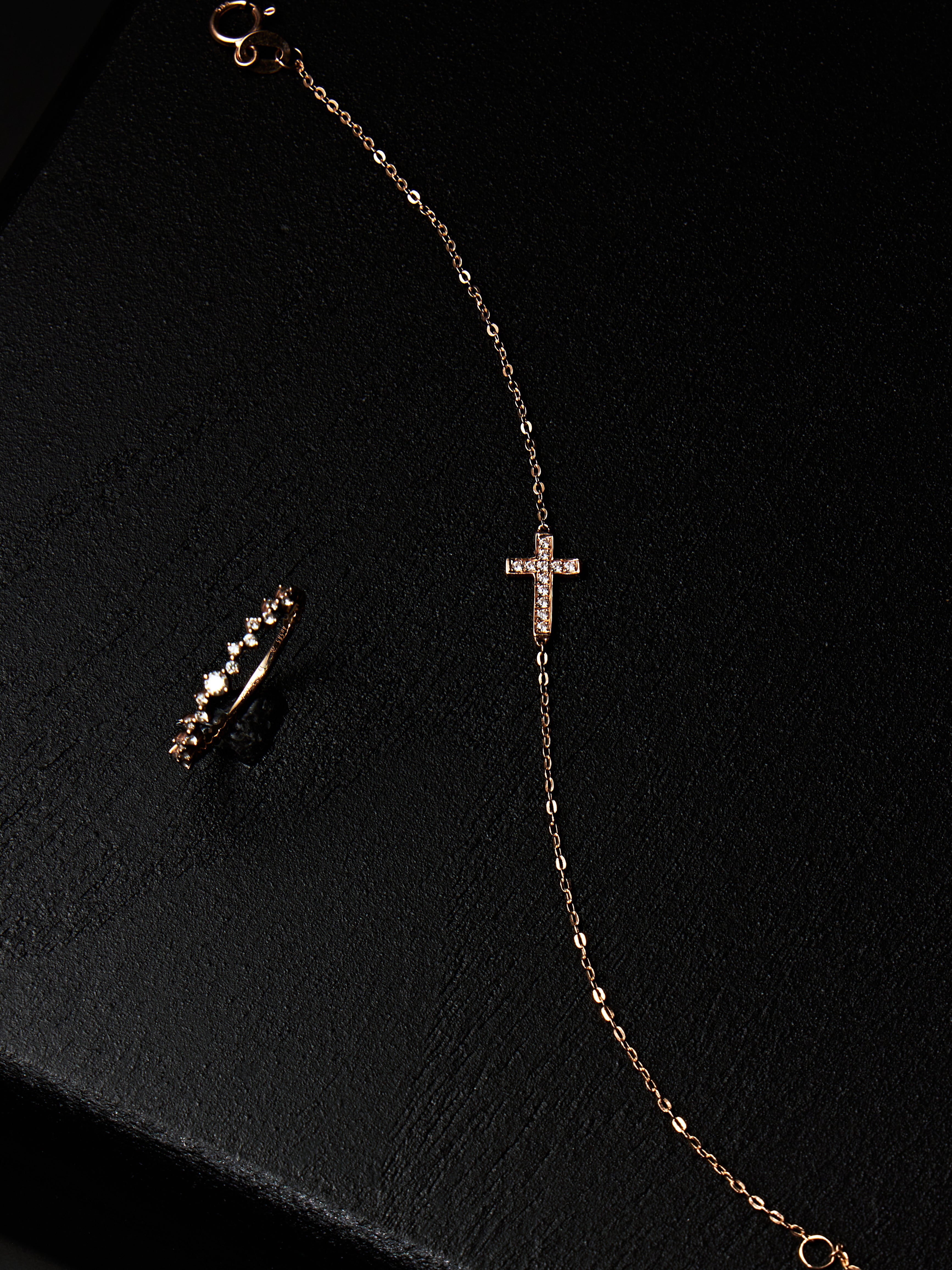 恩典之環Circle of Grace｜玫瑰金十字鑽石手環